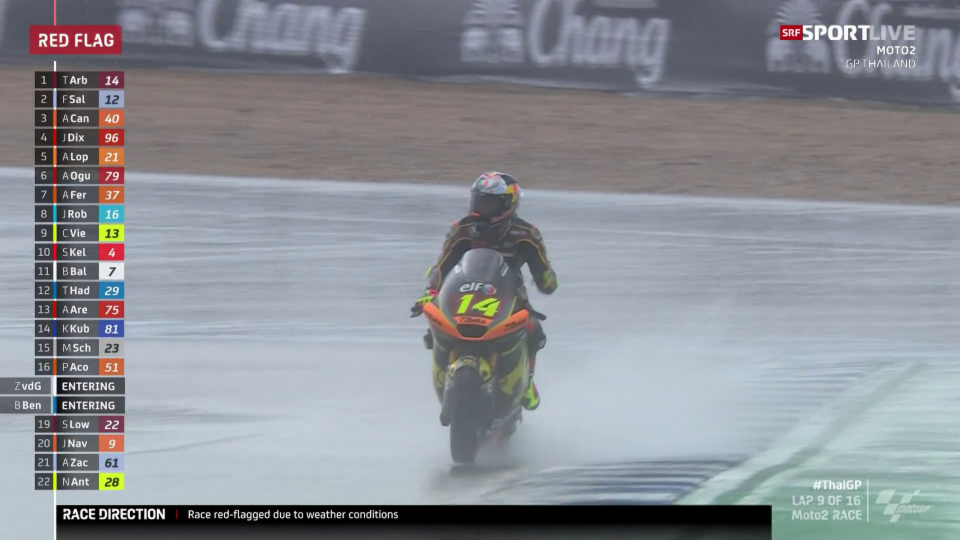 Zu viel Wasser: Rote Flagge im Moto2-Rennen