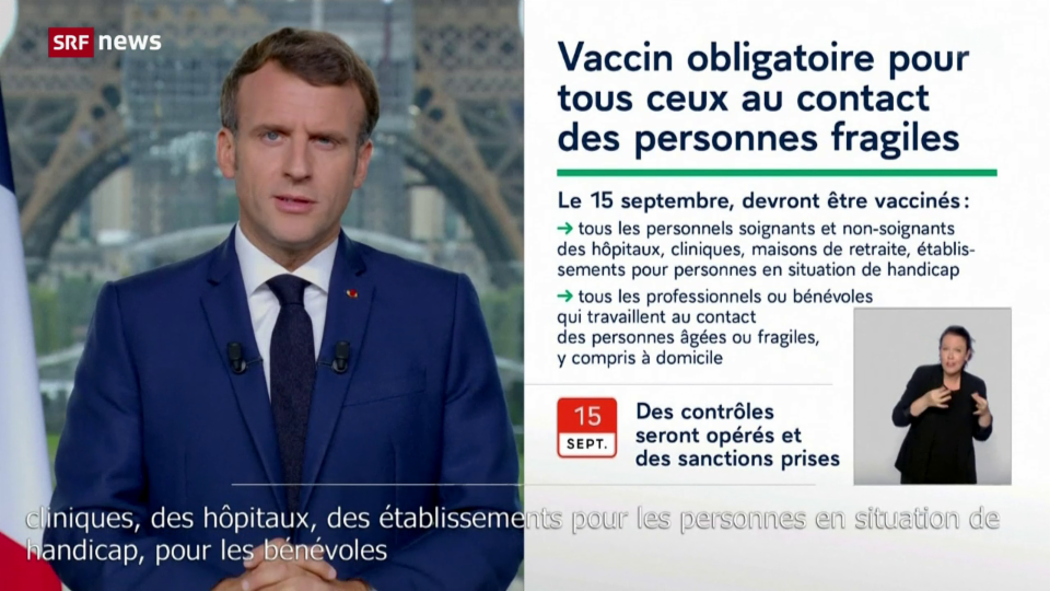 Frankreichs Präsident Macron verkündet Impfpflicht für Pflegepersonal