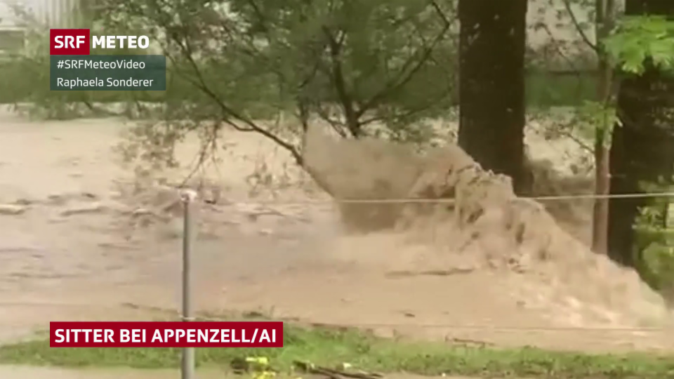Hochwasser der Sitter bei Appenzell. Video: Regula Sonderer