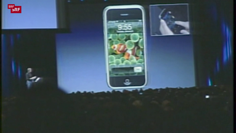 Steve Jobs präsentiert am 9.1.2007 in San Francisco das erste iPhone