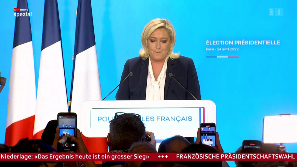 Marine Le Pen spricht nach der verlorenen Wahl