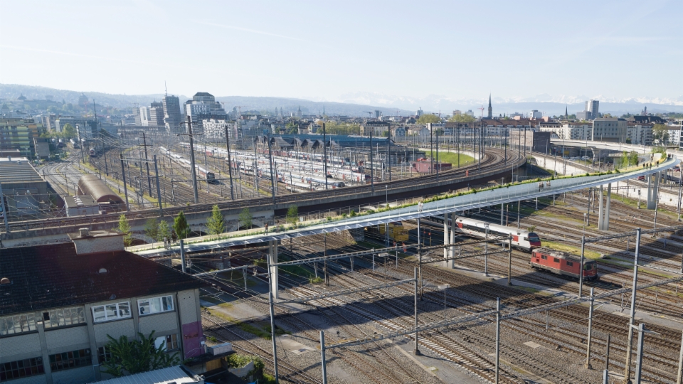 In Zürich soll eine mächtige Velobrücke die Stadtkreise 4 und 5 verbinden
