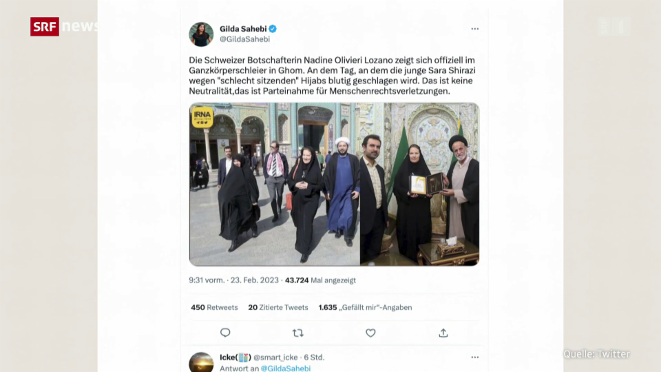 Iran: Schweizer Botschafterin zeigt sich in Ganzkörperschleier